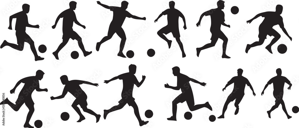 Silhouette Vector Soccer Player Set – Various Poses Silhouette Vector Soccer Player Set – Various Poses