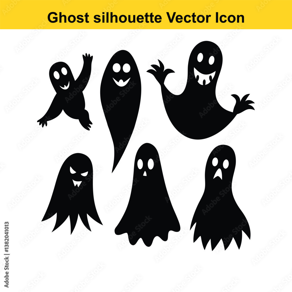 Halloween Monsters Silhouette Vector Icon Set Halloween Monsters Silhouette Vector Icon Set