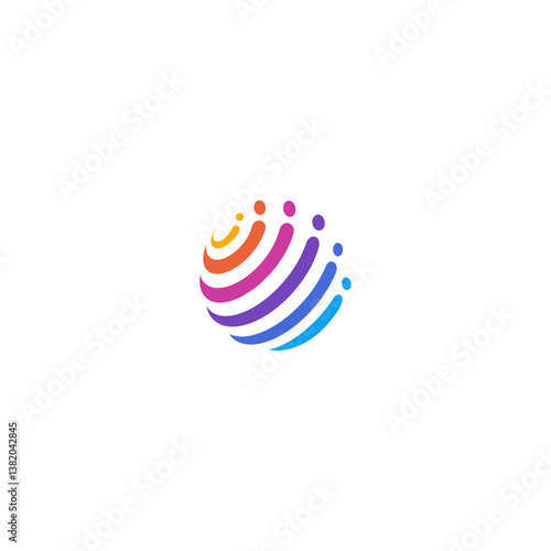 human colorful social group logo, globe circle modern