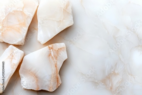 Light-colored stones with delicate veins and a smooth texture, arranged aesthetically on a soft, pale background.