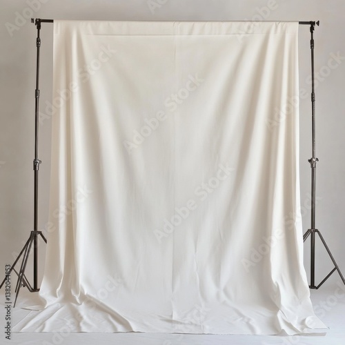 Elegant white backdrop with soft folds on metal stands