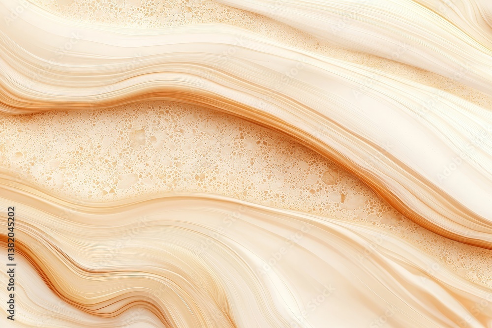 A soft, flowing abstract design featuring creamy beige waves and delicate textures, creating a calming and elegant visual effect.