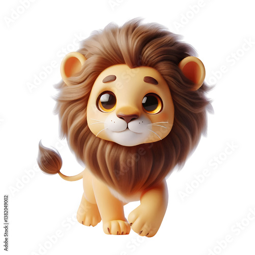 Cute 3d Lion WALK isolated on white background
