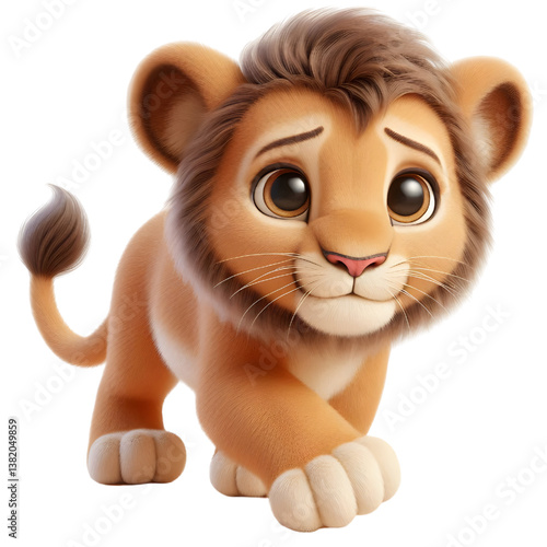 Cute 3d Lion WALK isolated on white background