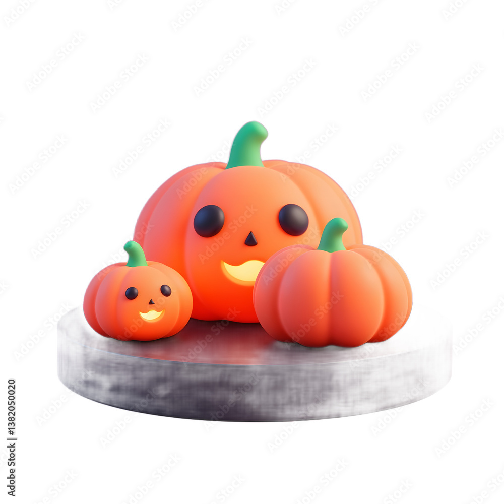 Obraz premium Cute Cartoon Pumpkins Halloween Decoration