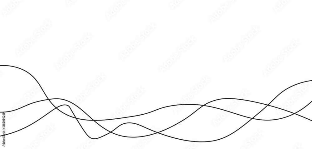 Thin line wavy abstract vector background. Curve wave seamless pattern. Line art striped graphic template. Vector illustration Thin line wavy abstract vector background. Curve wave seamless pattern. Line art striped graphic template. Vector illustration