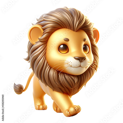 Cute 3d Lion WALK isolated on white background