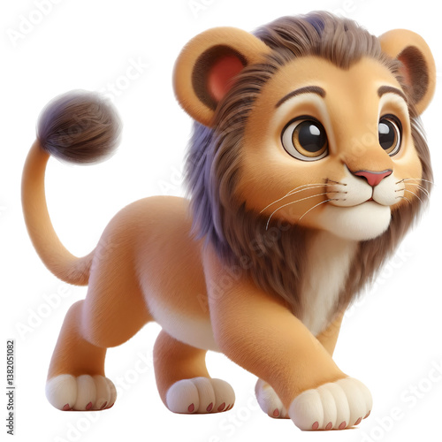 Cute 3d Lion WALK isolated on white background