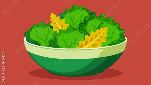 A bowl of tangy kale chips made from locally grown kale and baked with natural seasonings.. Vector illustration