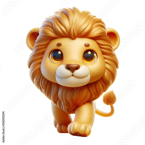 Cute 3d Lion WALK isolated on white background