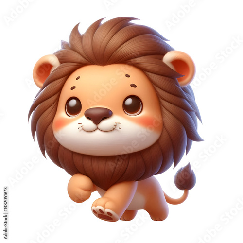 Cute 3d Lion WALK isolated on white background
