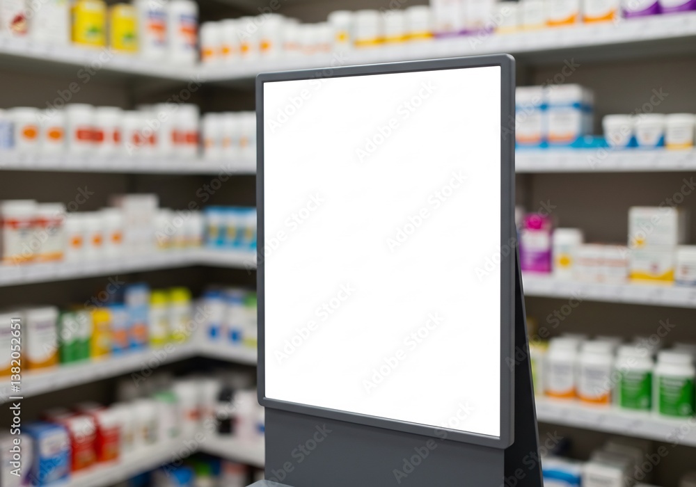 Blank pharmacy sign soft light background. AI Generated Blank pharmacy sign soft light background. AI Generated