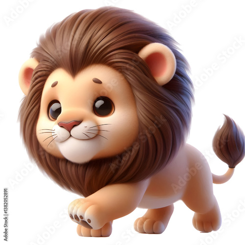 Cute 3d Lion WALK isolated on white background