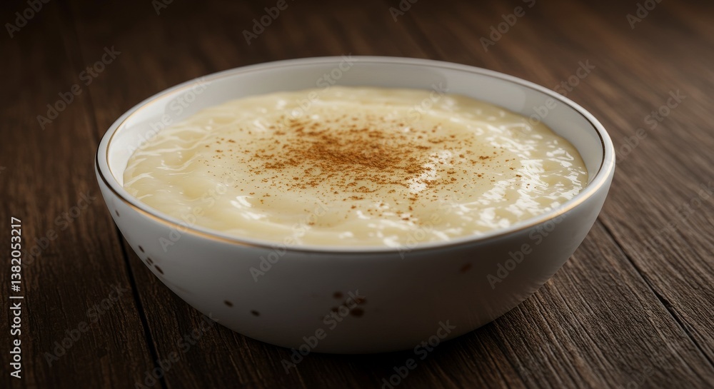 A close up image of creamy rice pudding in a bowl A close up image of creamy rice pudding in a bowl