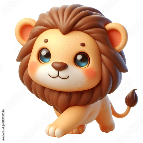 Cute 3d Lion WALK isolated on white background