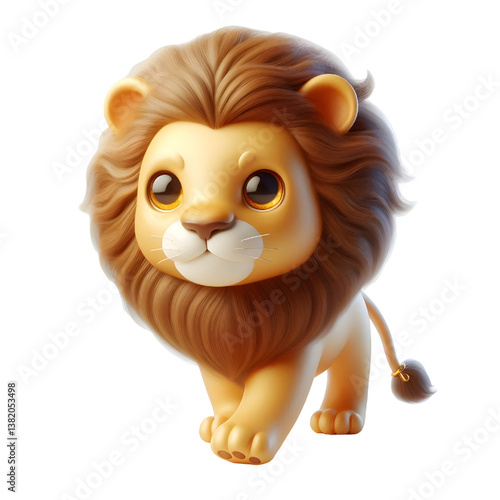 Cute 3d Lion WALK isolated on white background