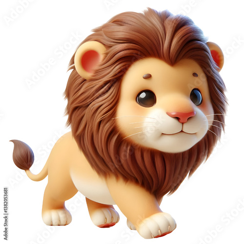 Cute 3d Lion WALK isolated on white background