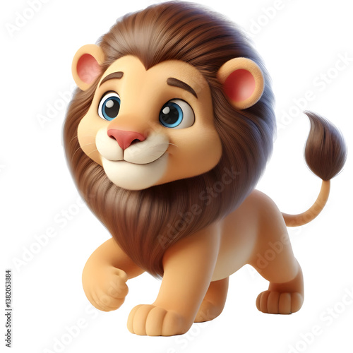 Cute 3d Lion WALK isolated on white background