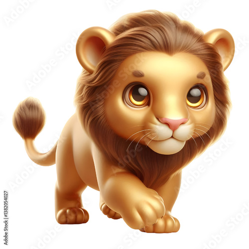 Cute 3d Lion WALK isolated on white background