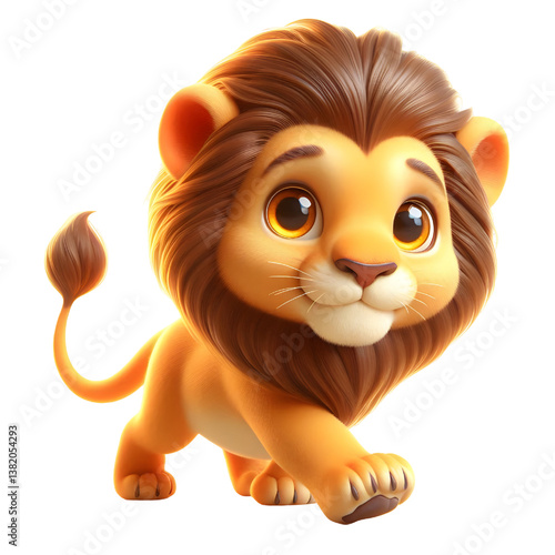 Cute 3d Lion WALK isolated on white background