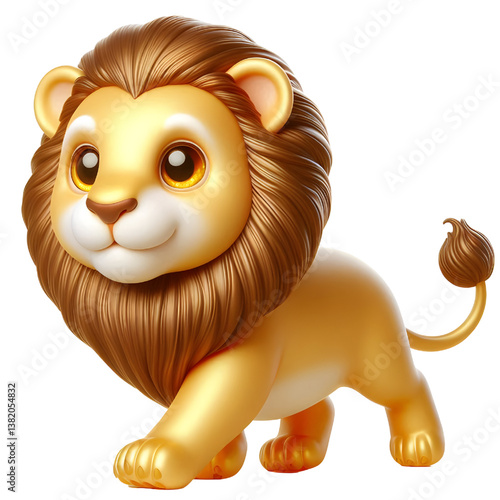 Cute 3d Lion WALK isolated on white background