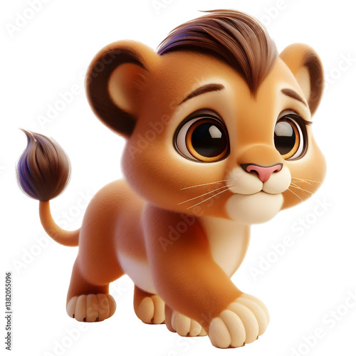 Cute 3d Lion WALK isolated on white background
