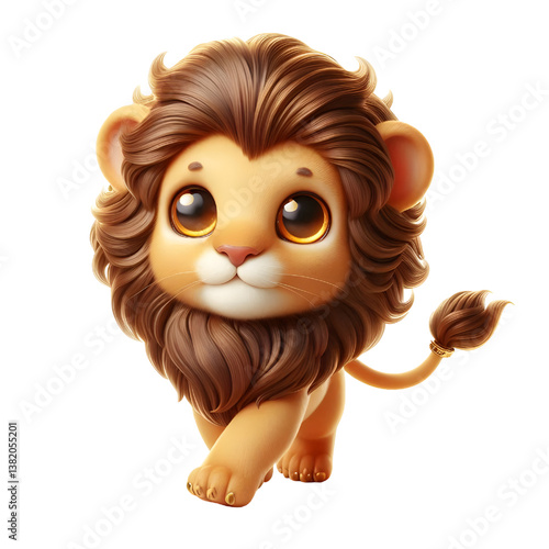 Cute 3d Lion WALK isolated on white background