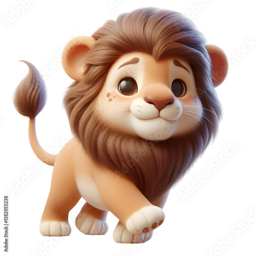 Cute 3d Lion WALK isolated on white background
