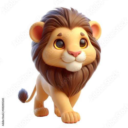 Cute 3d Lion WALK isolated on white background