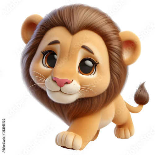 Cute 3d Lion WALK isolated on white background