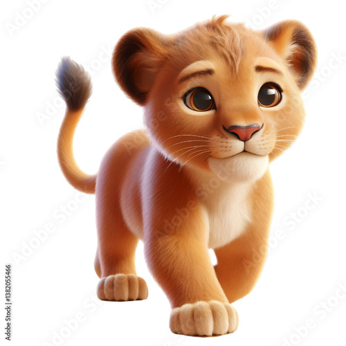 Cute 3d Lion WALK isolated on white background