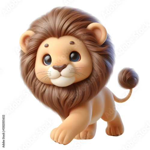 Cute 3d Lion WALK isolated on white background