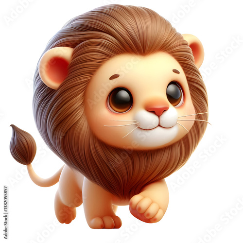Cute 3d Lion WALK isolated on white background