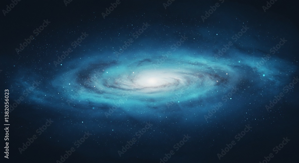 Cosmic Spiral Galaxy Deep Blue Hues. AI Generated Cosmic Spiral Galaxy Deep Blue Hues. AI Generated