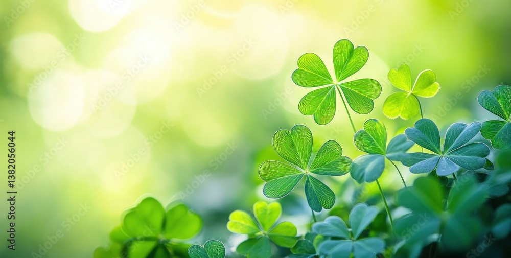 Close-up of Green Clover Plants with Bokeh Background for Luck Close-up of Green Clover Plants with Bokeh Background for Luck