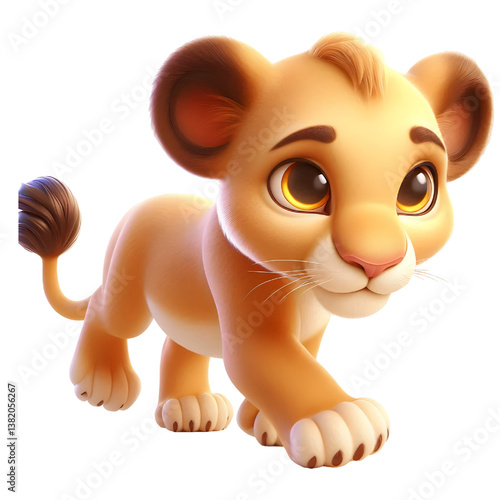 Cute 3d Lion WALK isolated on white background