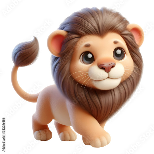 Cute 3d Lion WALK isolated on white background