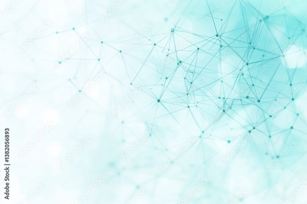 Abstract blue geometric network with connected dots and lines in a light background Abstract blue geometric network with connected dots and lines in a light background