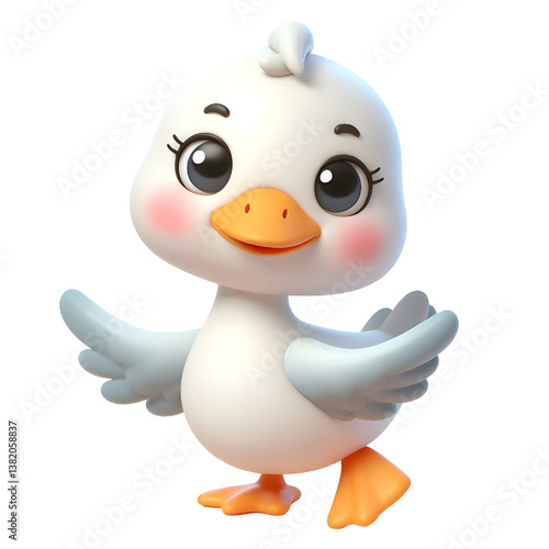 Cute 3d Goose isolated on white background