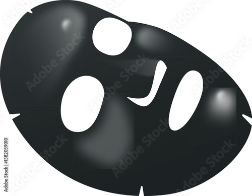 black Facial upper lower cosmetic mask mockup with sachet mockup eps 10 file