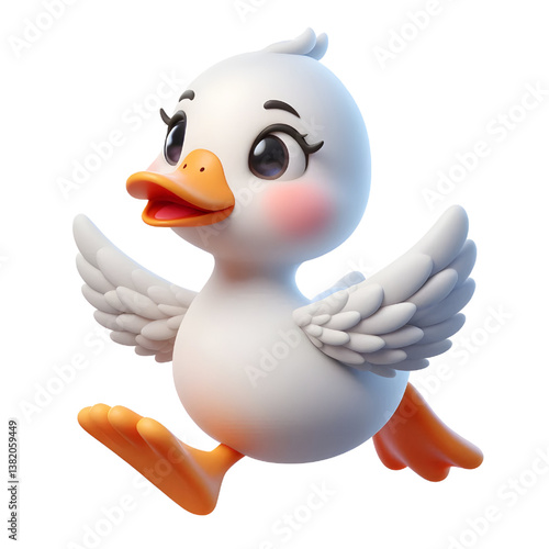 Cute 3d Goose isolated on white background