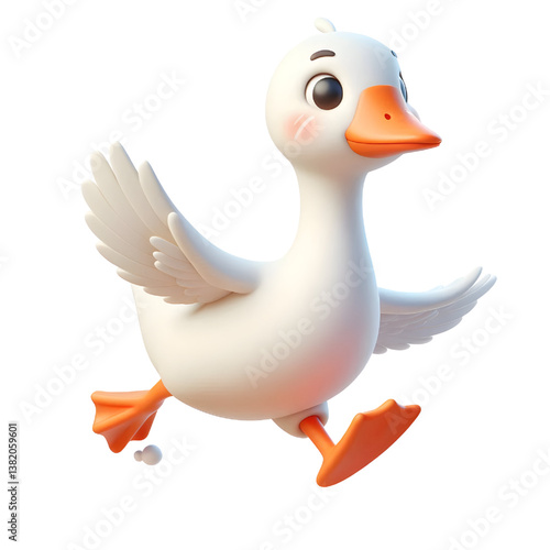 Cute 3d Goose isolated on white background