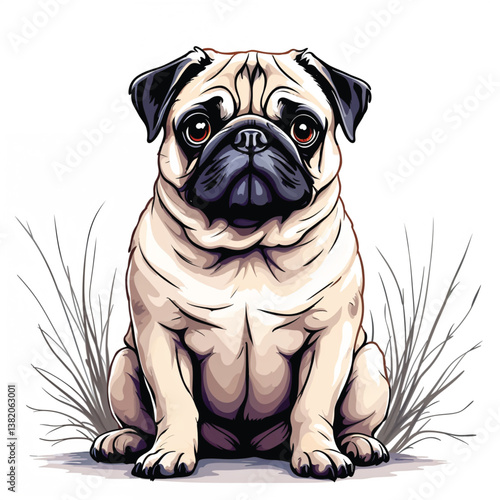 Adorable cartoon Pug vector illustration