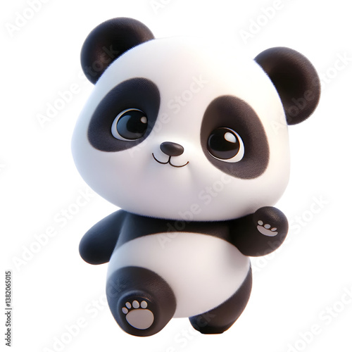 Cute 3d panda isolated on white background