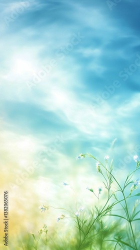 Serene Sky and Gentle Wildflowers Under a Tranquil Atmosphere