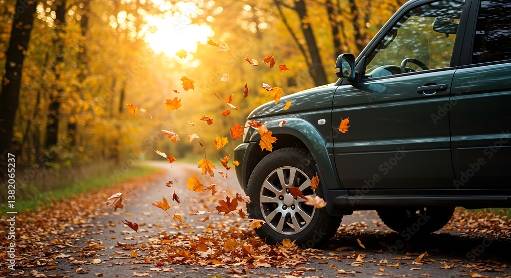 Obraz premium Autumn Drive AI Generated