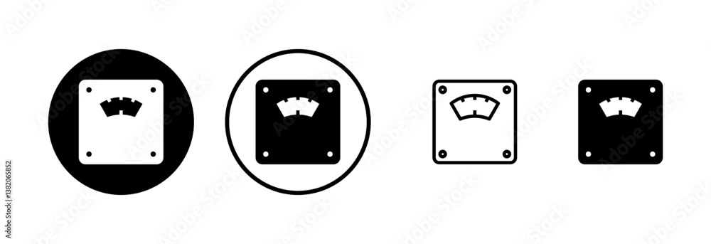 Scales icon logo design. Weight scale sign and symbol Scales icon logo design. Weight scale sign and symbol