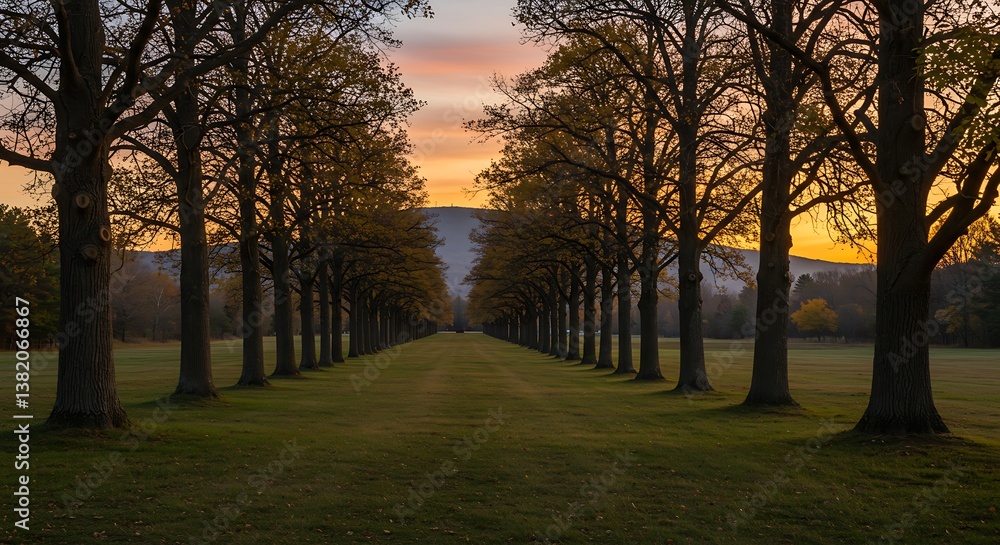 Fototapeta premium Golden Hour Avenue AI Generated