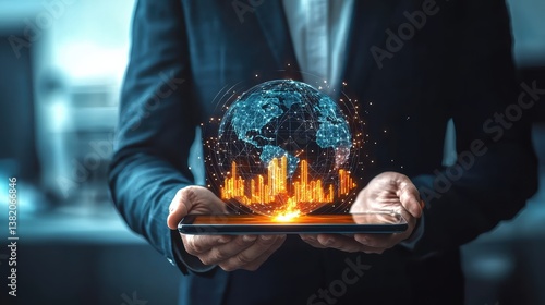Data visualization event showcasing global trends in business office digital environment perspective innovation