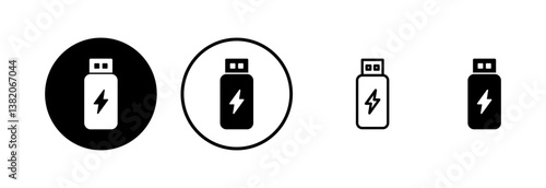 Usb icon logo design. Flash disk sign and symbol. flash drive sign. usb charging